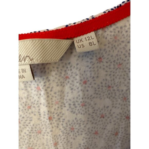 Boden Blue White Red V Neck Dress Short Sleeve US Size 8L - Picture 3 of 8